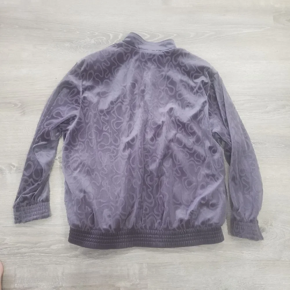 Blast Petites‎ Womens Purple Polyester Velour Long Sleeve Warmup Jacket Size M